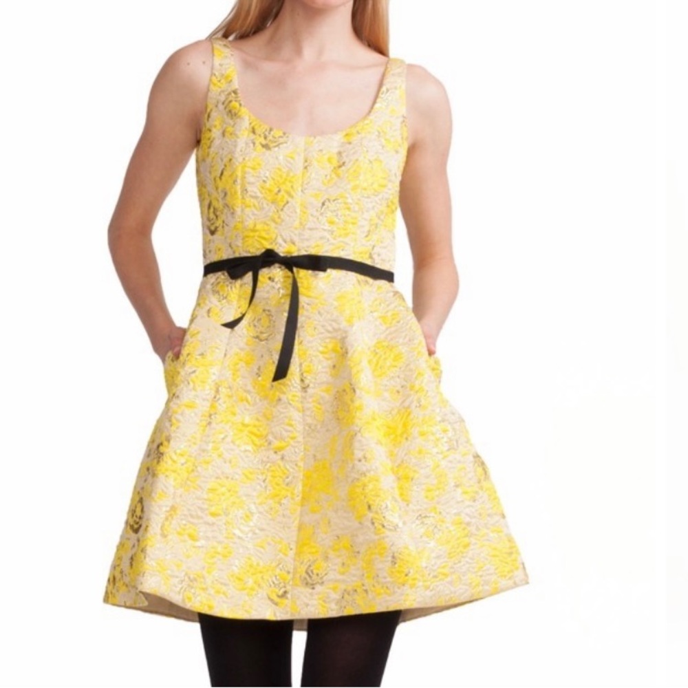 Cynthia Rowley Metallic Jacquard Gold Yellow Slip Dress. Sz 10  Sold Out